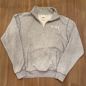 PINK Victoria's Secret Gray Quarter Zip Sweatshirt Fleece Pullover Women's XS